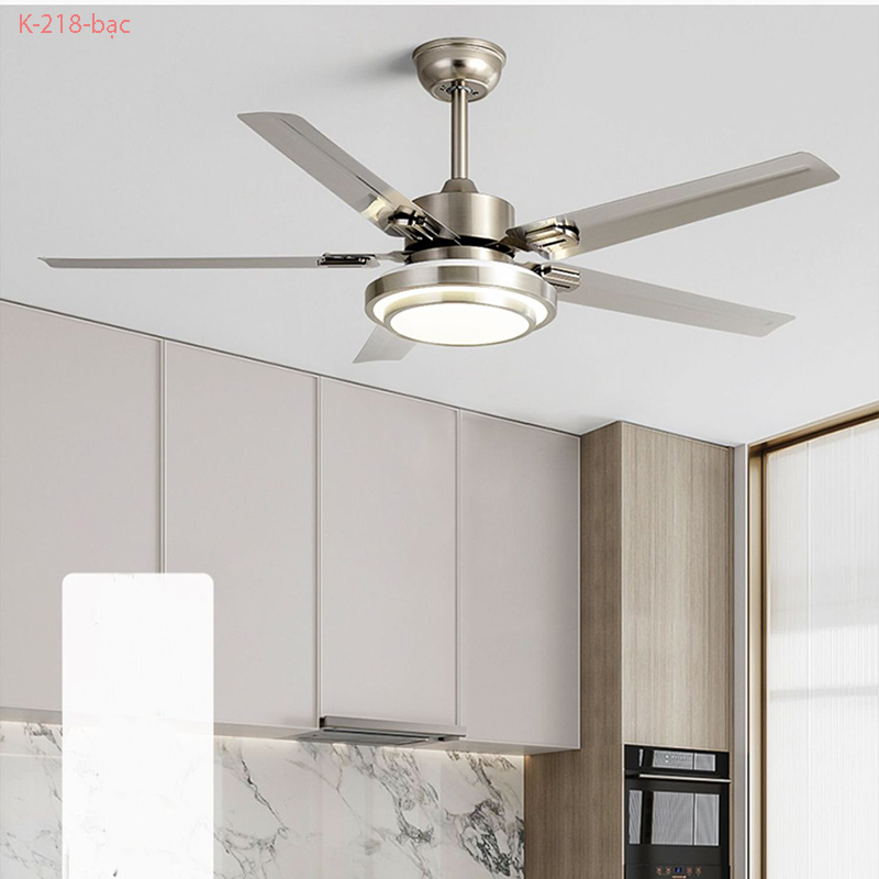 Quạt trần đèn 5 cánh sắt K-218-bạc(Đường kính 132CM)