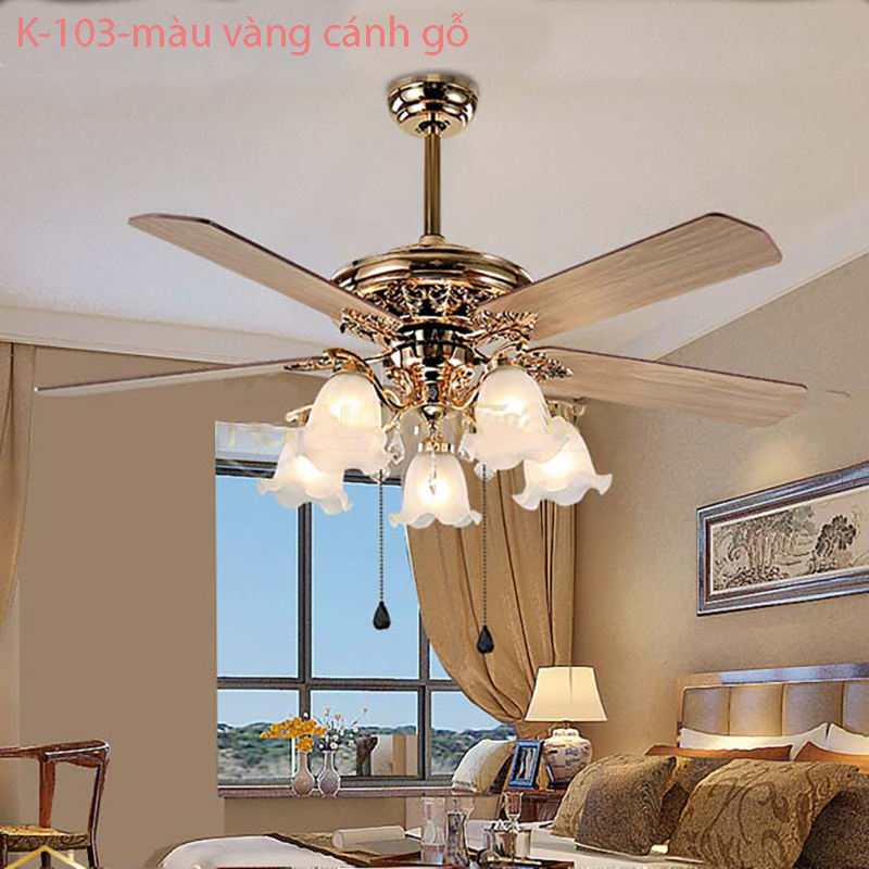 Đèn quạt trần K-103-màu vàng cánh gỗ