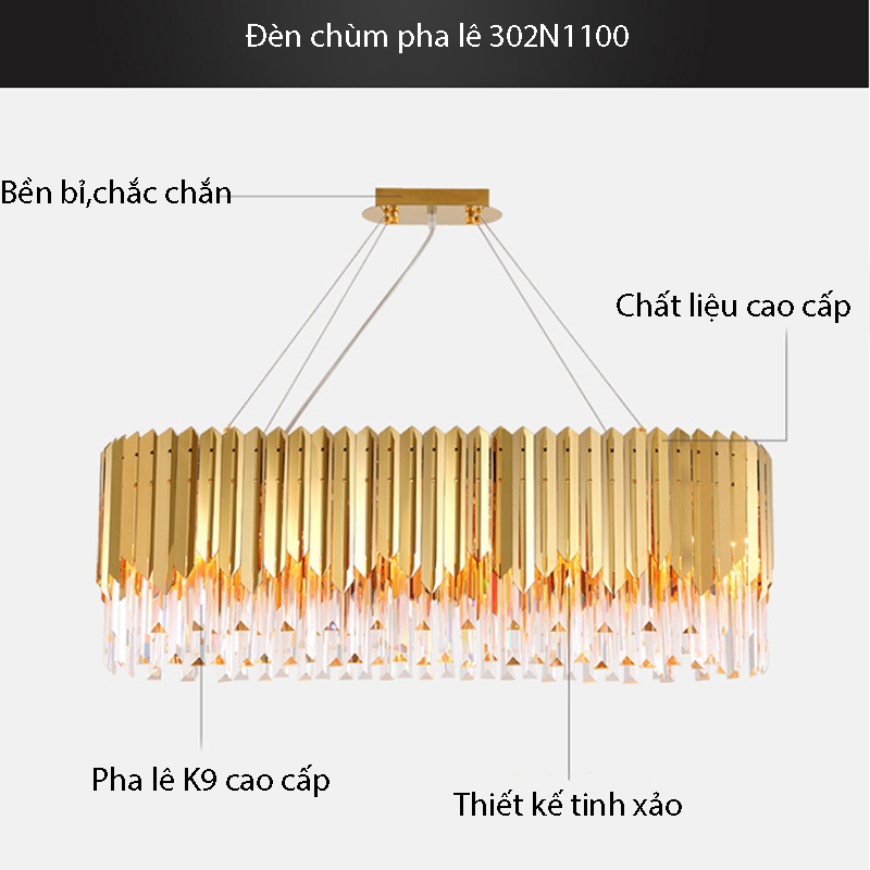 Đèn chùm thả pha lê 302N1100 5