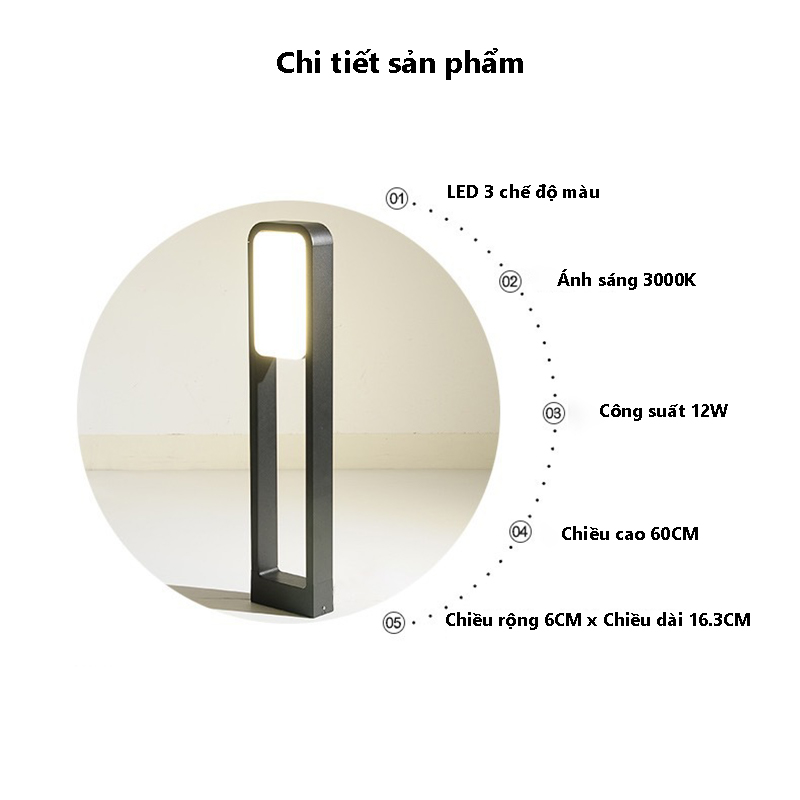 Đèn trụ sử dụng cho lối đi hình chữ nhật 309S 11