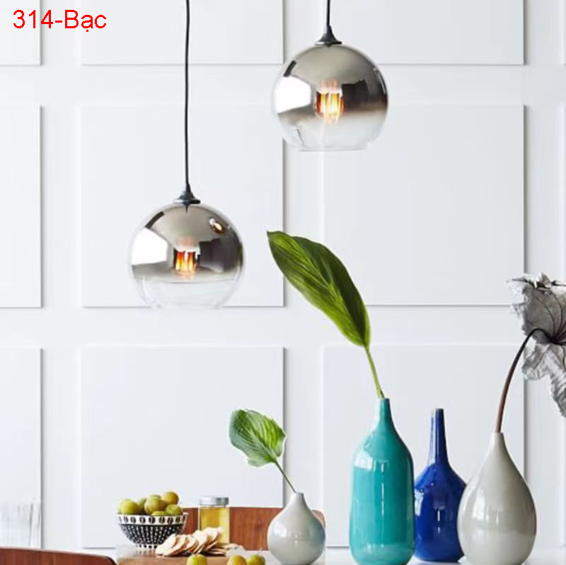 Đèn thả decor cao cấp mạ crom 314-Bạc (Vừa) 7