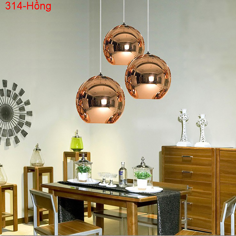 Đèn thả decor cao cấp mạ crom 314-Hồng (Lớn) 15