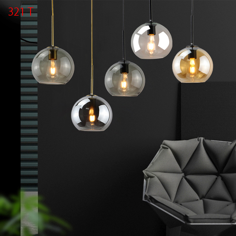 Đèn thả decor 321 (nắp đen, chóa trà) 1