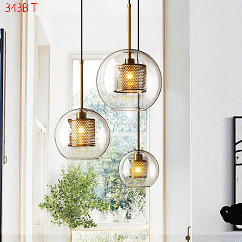 Đèn thả decor 343B Chao thủy tinh trong 11