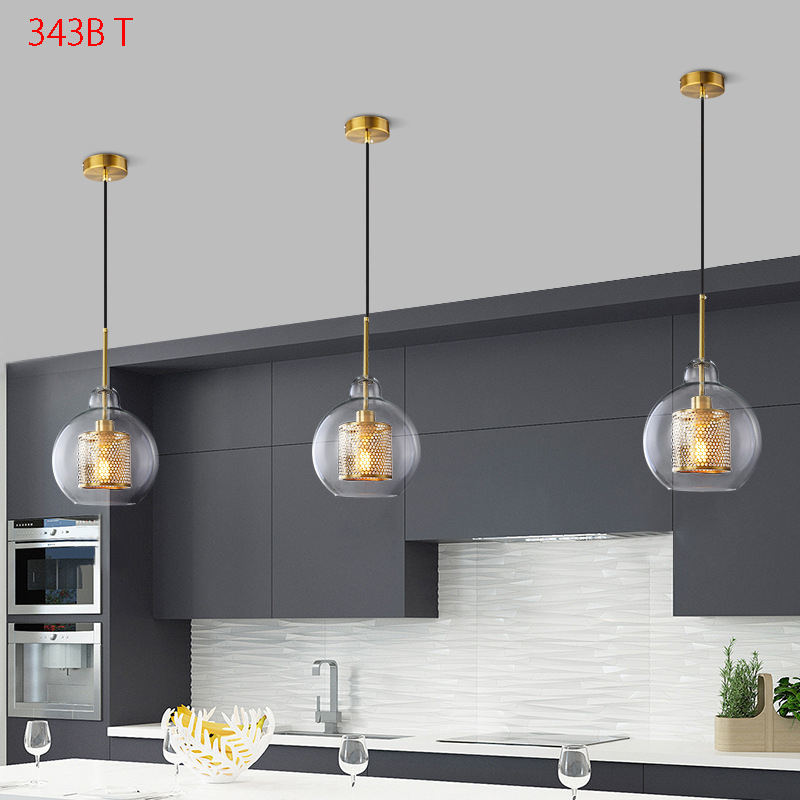 Đèn thả decor 343B Chao thủy tinh trong 5