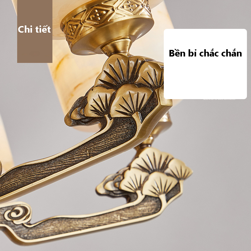 Đèn chùm đồng chao đá E181S-6 tay 8