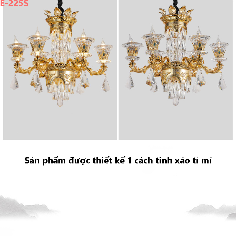 Đèn chùm pha lê E225-6 tay 8