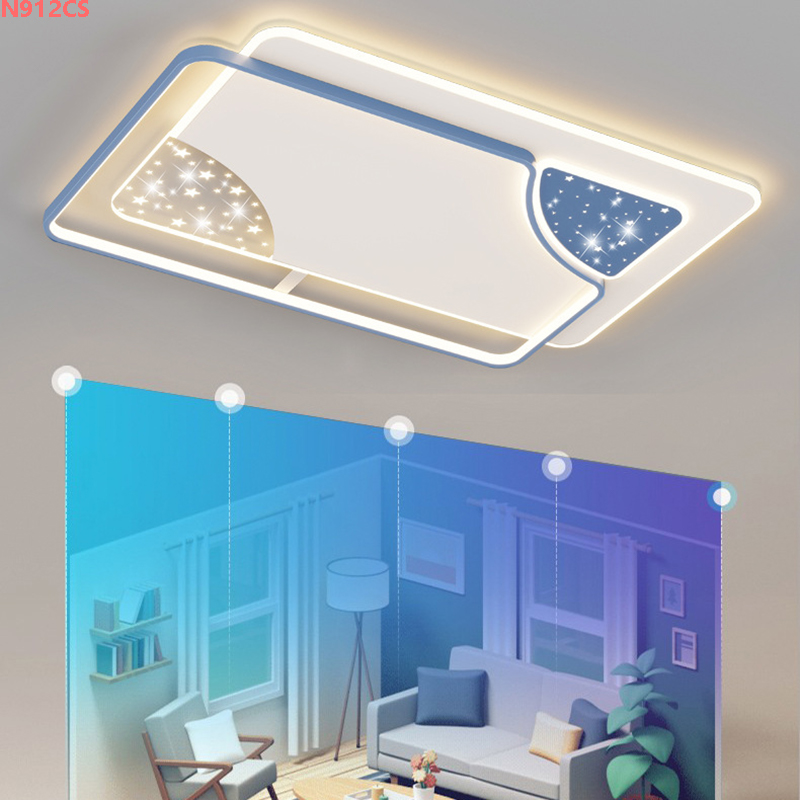 Đèn mâm ốp trần led 3 chế độ sáng,chiều dài 110CM,chiều rộng 70CM N912CS 3 Đèn mâm ốp trần hiện đại N912CS