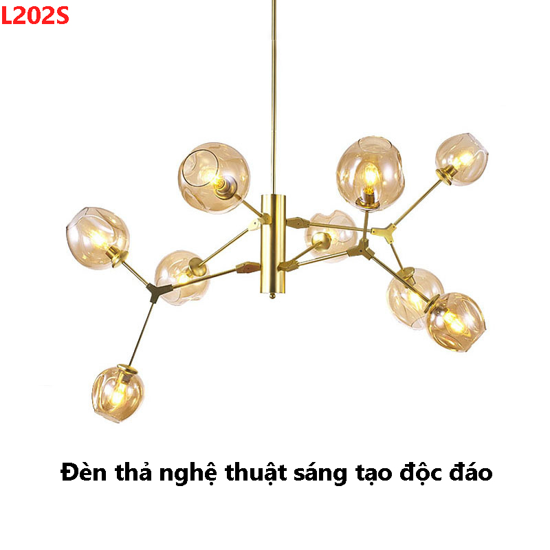 Đèn thả hiện đại 9 bóng thủy tinh màu trà L202S(Đường kính 100CM-Chiều cao 70CM) 3