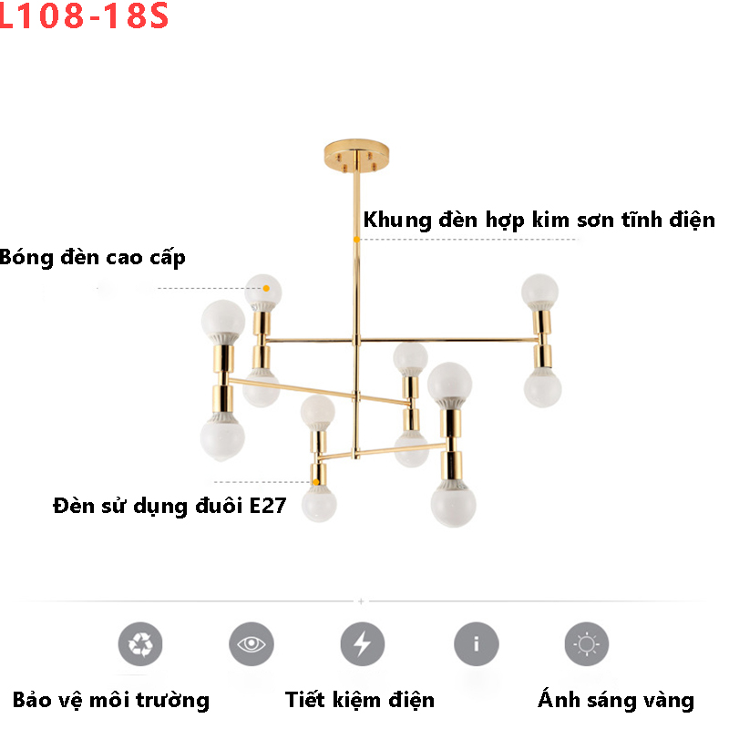 Đèn thả hiện đại 12 bóng cao cấp L108-18S(Đường kính 80CM-Chiều cao 80CM) 10