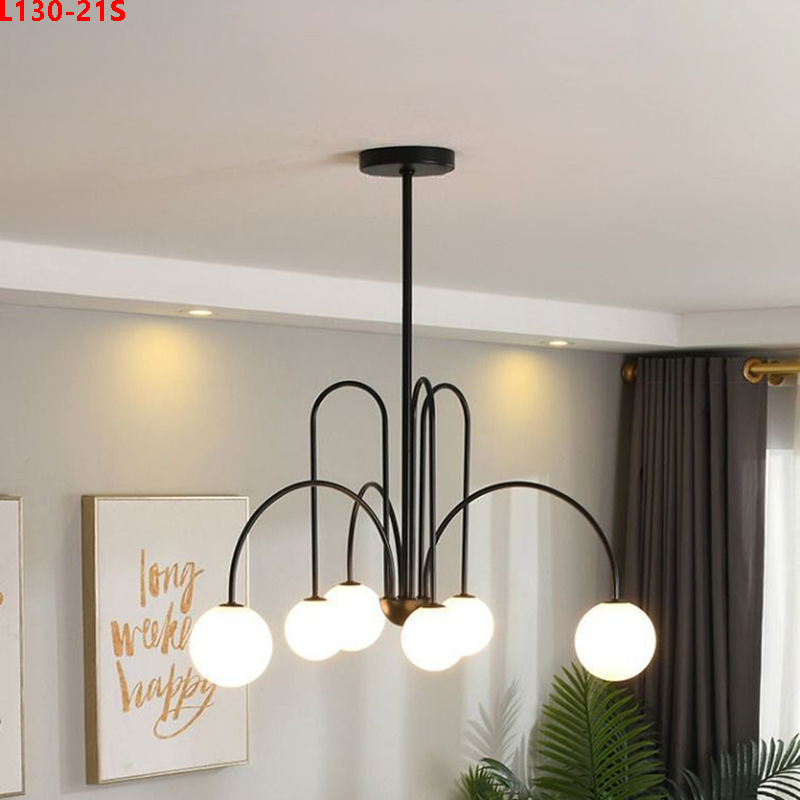 Đèn thả hiện đại 6 bóng trắng đục L130-21S(Đường kính 115CM-Chiều cao 100CM) 6