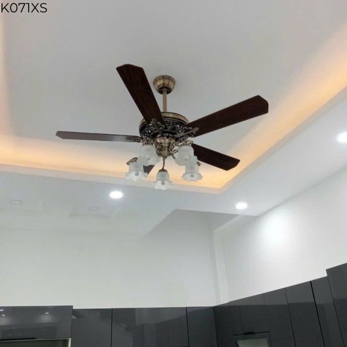 Đèn quạt trần 5 cánh gỗ tự nhiên K071XS Đèn quạt trần 5 cánh gỗ tự nhiên K071XS