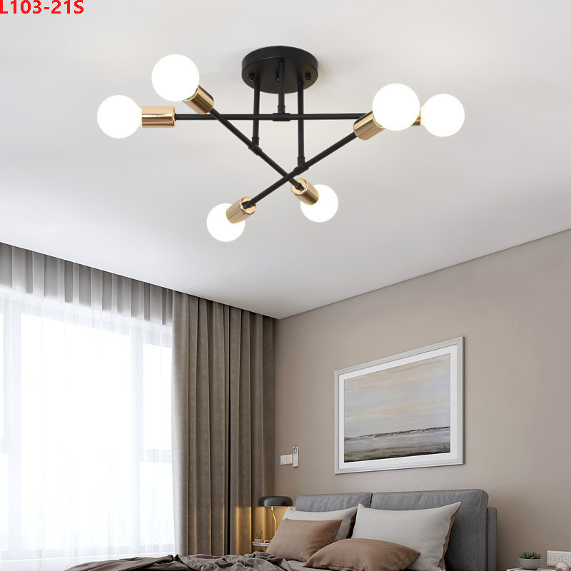 Đèn thả trang trí decor 6 bóng L103-21S(Đường kính 65CM-Chiều cao 20CM)