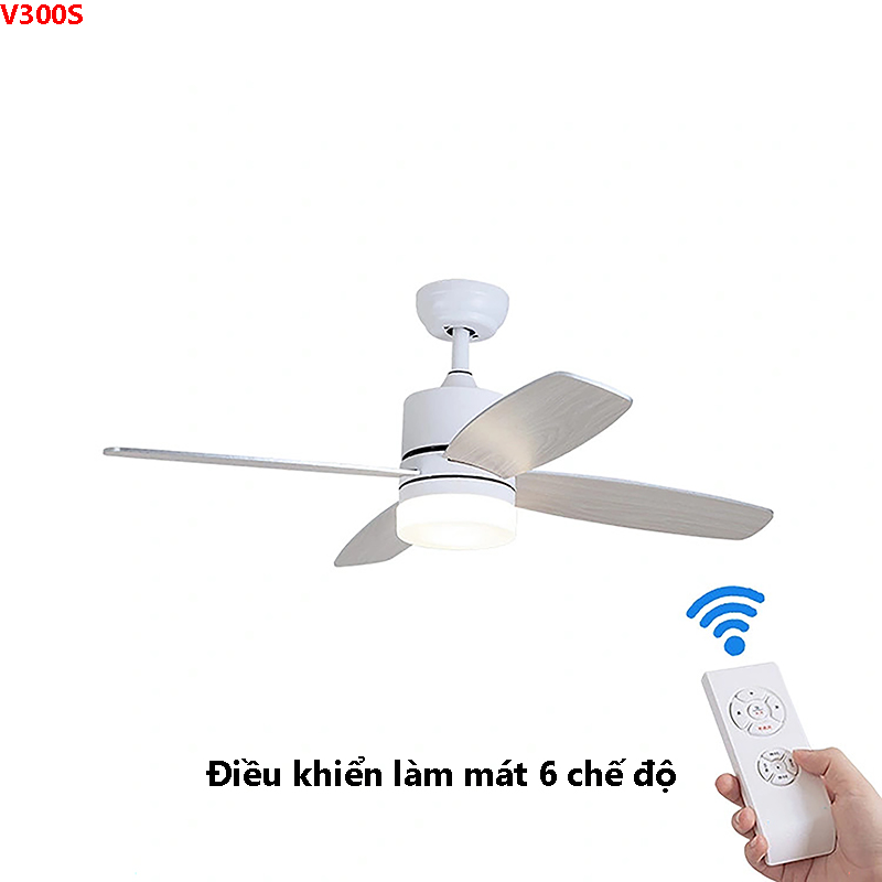 Đèn quạt trần 4 cánh gỗ tự nhiên V300S