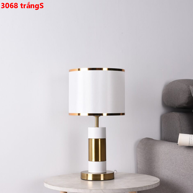 Đèn để bàn trang trí phòng khách,phòng ngủ & bàn làm việc 3068 trắngS(Đường kính 25CM- Chiều cao 48CM)