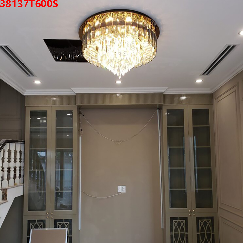 Đèn mâm ốp trần pha lê tròn 38137T600S(Đường kính 60CM-Chiều cao 45CM) 5 Đèn mâm ốp trần pha lê tròn 38137T600S