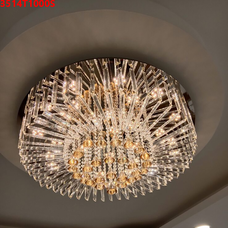 Đèn mâm ốp trần pha lê tròn 3514T1000S(Đường kính 100CM) 4 Đèn mâm ốp trần pha lê tròn 3514T1000S