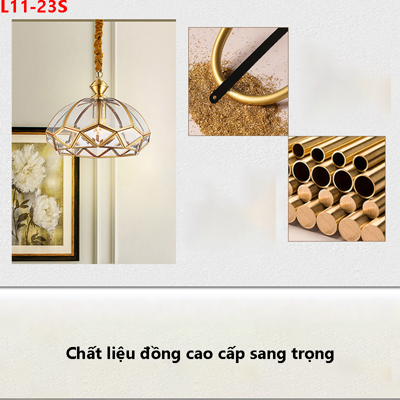 Đèn thả đồng cổ điển hình lồng đèn L11-23S(Chiều dài 30CM-Chiều cao 30CM) 4