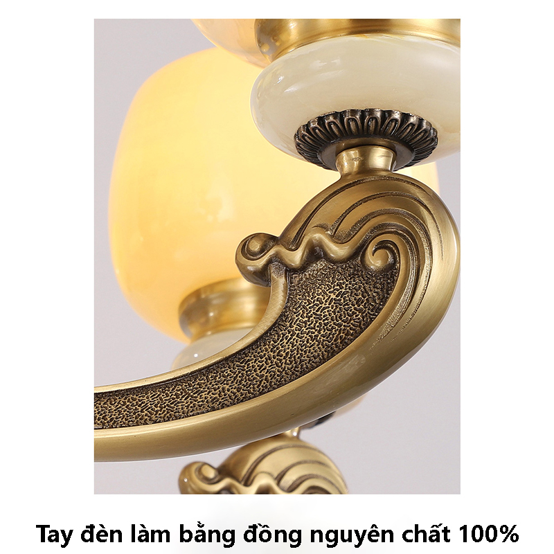 Đèn chùm đồng quý tộc 15 tay chao đá bạch ngọc E349/10+5S(Đường kính 100CM-Chiều cao 60CM-Dây 50CM) 8
