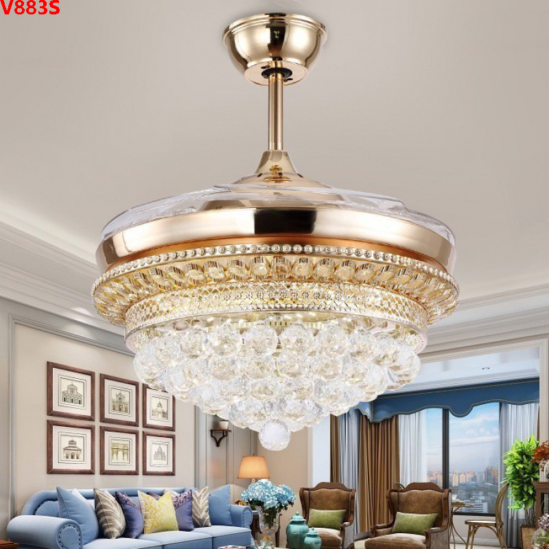 Quat-den-chum-pha-le-V883S(6) Quạt đèn chùm pha lê V883S