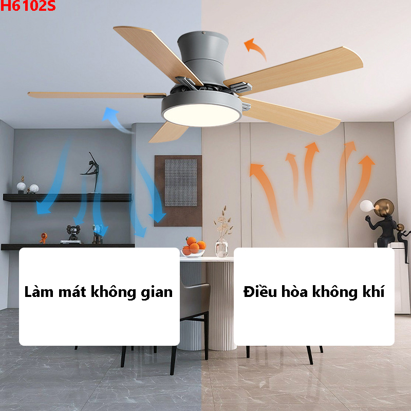 Đèn quạt trần 5 cánh gỗ tự nhiên H6102S