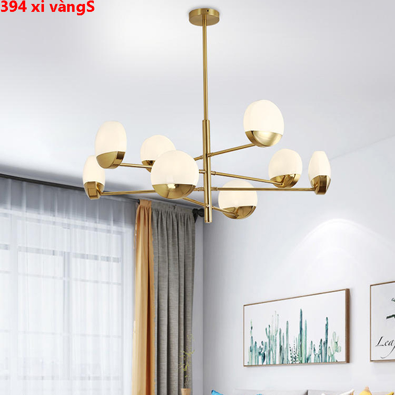 Đèn thả nghệ thuật hiện đại 8 tay 394 xi vàngS(Đường kính 90CM-Chiều cao 70CM)