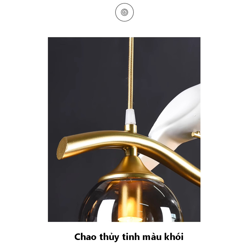 Đèn thả bàn ăn 4 bóng thủy tinh màu khói 3114T4S 12