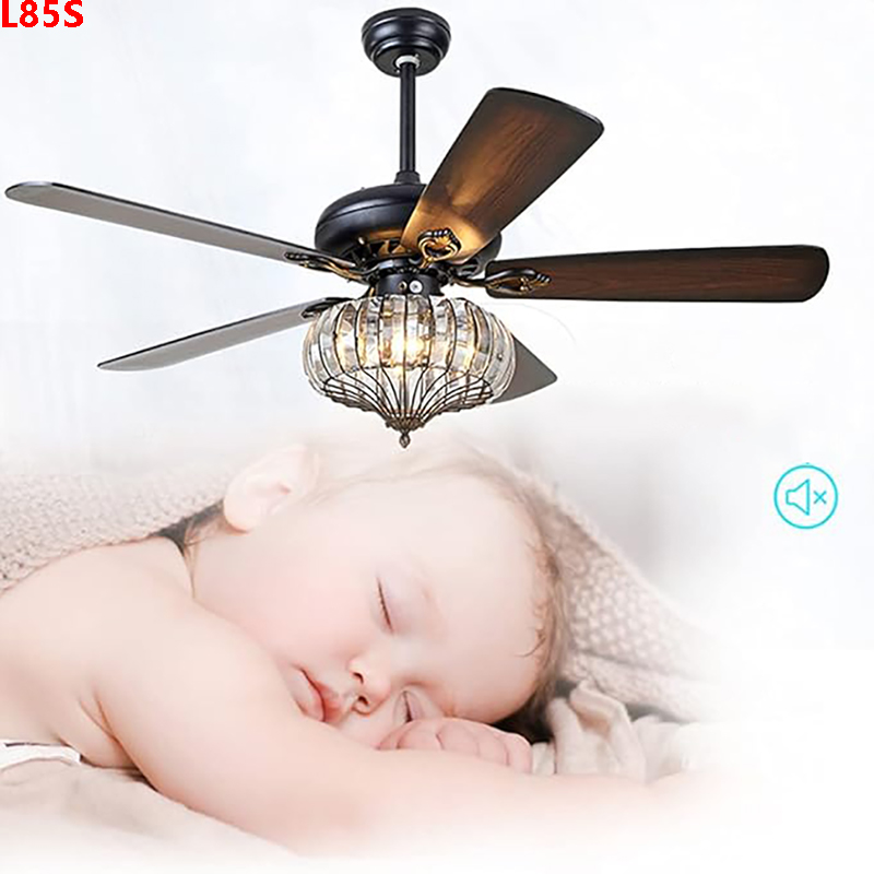 Den-quat-tran-5-canh-go-tu-nhien-L85S Đèn quạt trần 5 cánh gỗ tự nhiên L85S