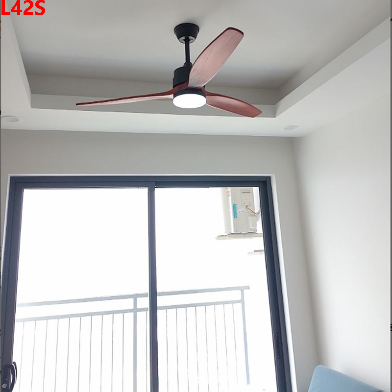 Quạt trần có đèn trang trí 3 cánh gỗ tự nhiên cao cấp L42S(Đường kính 116CM-Chiều cao 44CM)