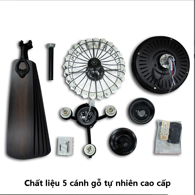 Đèn quạt trần 5 cánh gỗ tự nhiên L85S