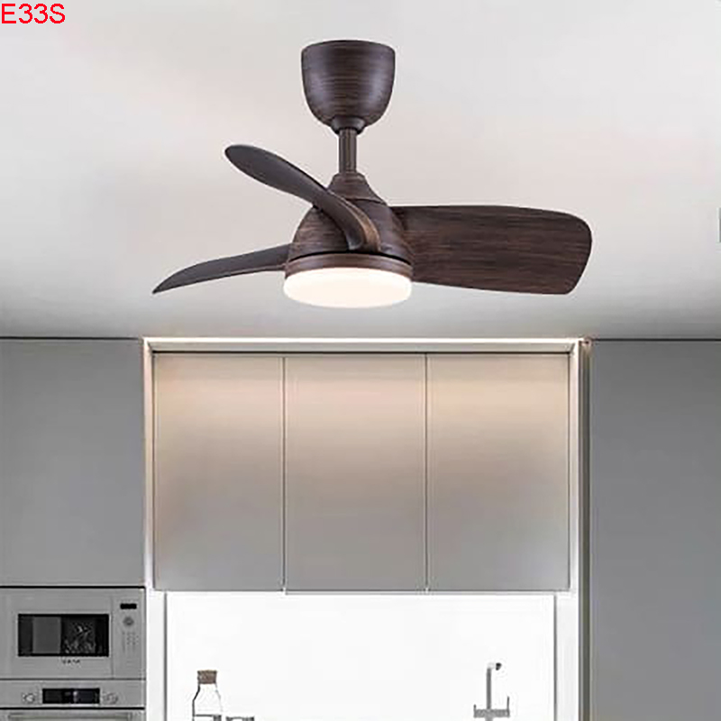 Quạt trần đèn 3 cánh nhựa ABS màu vân gỗ E33S(Đường kính 71CM-Chiều cao37CM-47CM)