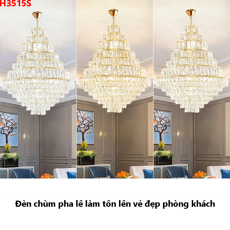 Đèn chùm pha lê phòng khách H3515S