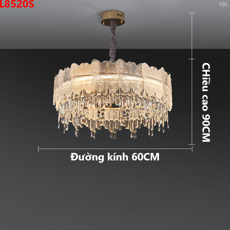 Đèn chùm pha lê phòng khách sang trọng L8520S(Đường kính 60CM-Chiều cao 90CM)