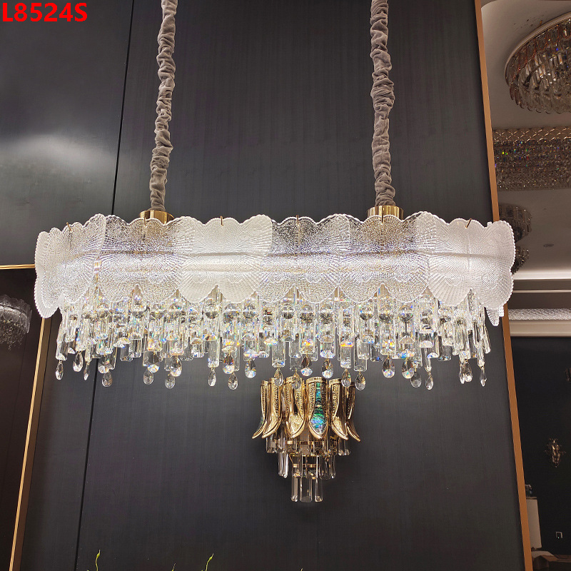 Đèn chùm pha lê bàn ăn sang trọng L8524S(Chiều dài 90CM-Chiều rộng 30CM-Chiều cao 90CM)