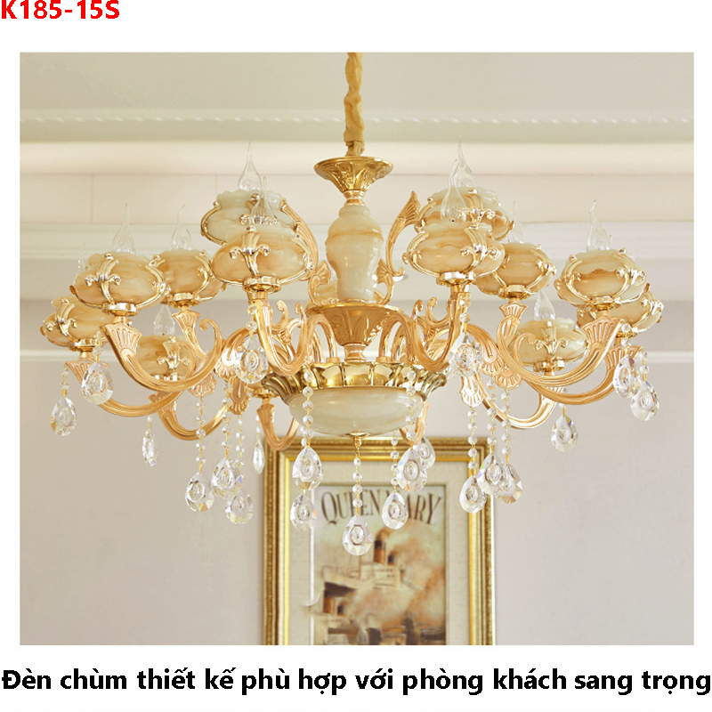 Đèn chùm pha lê nến phòng khách k185-15s