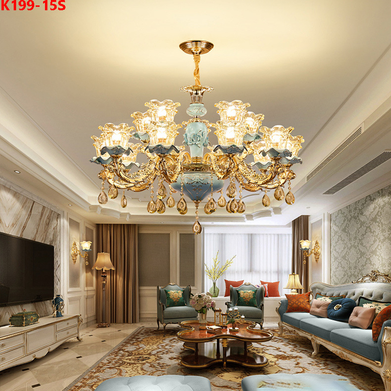 den-chum-pha-le-nen-k199-15s (3) Đèn chùm pha lê nến phòng khách k199-15s