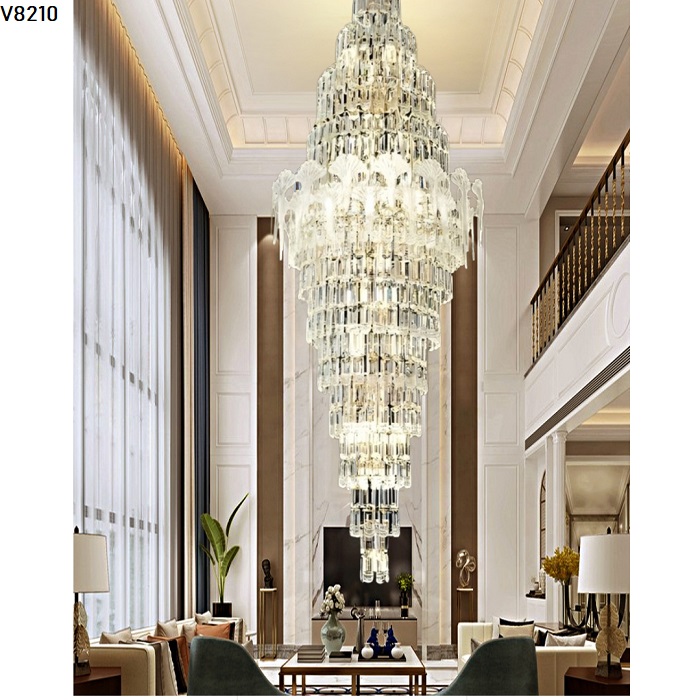Đèn chùm pha lê thông tầng V8210 Đèn chùm pha lê thông tầng V8210