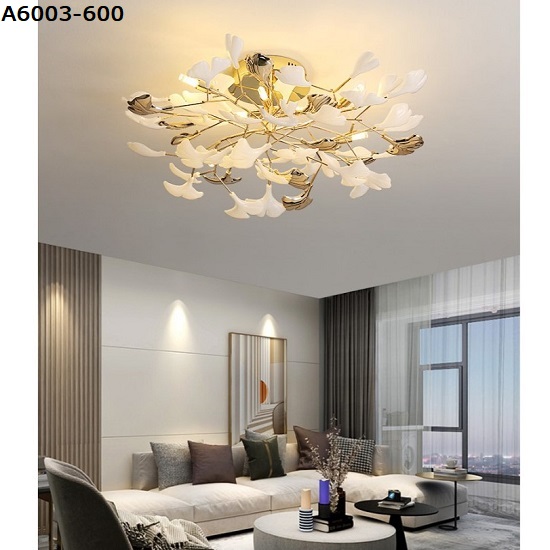 Đèn Ốp Trần Lá Ngân Hạnh A6003-600 (Đường kính 60cm - Cao 24cm) - Đèn Sài Gòn 4 Đèn ốp trần lá ngân hạnh A6003-600