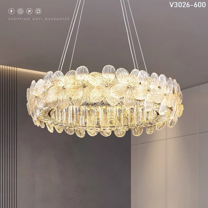 Đèn thả pha lê V3026-600 (Đường kính 60cm, Cao 120cm) – Đèn Sài Gòn