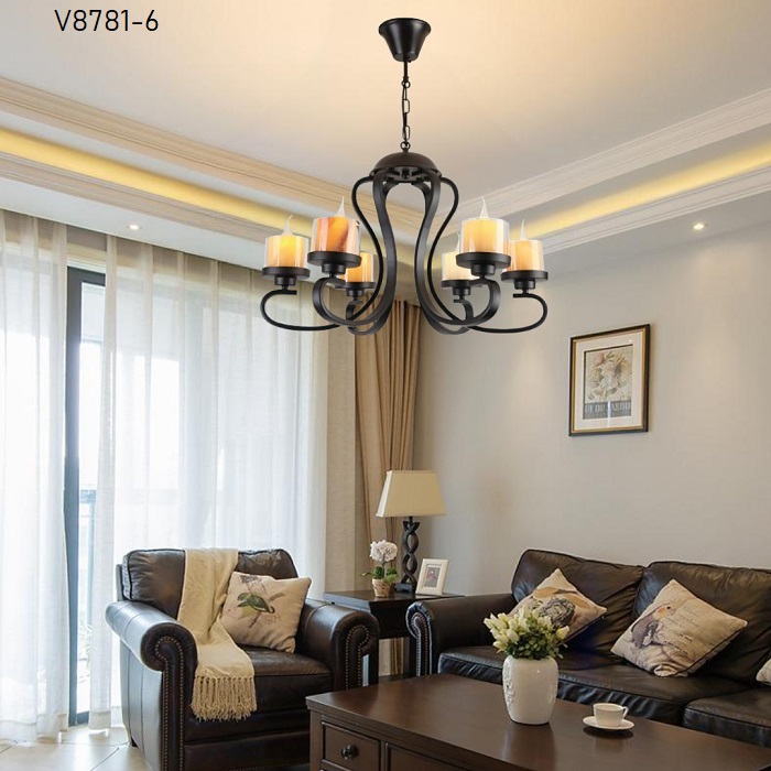 Đèn thả đá cẩm thạch V8781-6 (Đường kính 60cm, Cao 70cm) – Đèn Sài Gòn