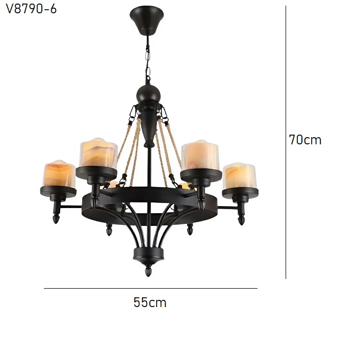 Đèn thả dây thừng chao đá V8790-6