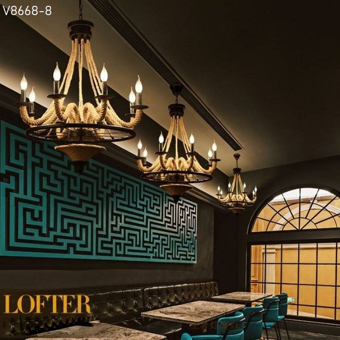 Đèn thả dây thừng V8668-8 Đèn thả dây thừng V8668-8