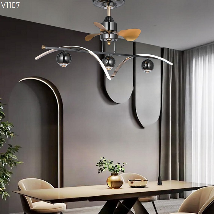 Quạt trần đèn sang trọng V1107 Quạt trần đèn sang trọng V1107