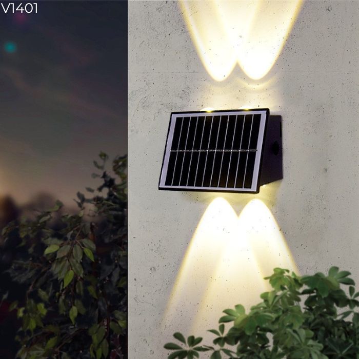 Đèn tường năng lượng mặt trời 4 tia V1401 Đèn tường năng lượng mặt trời 4 tia V1401