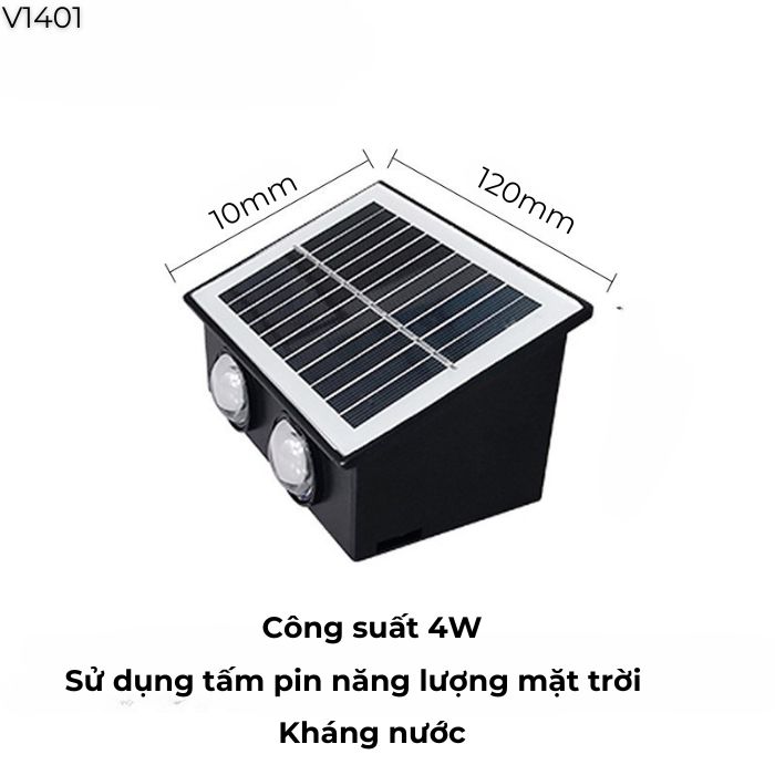 Đèn tường năng lượng mặt trời 4 tia V1401 Đèn tường năng lượng mặt trời 4 tia V1401