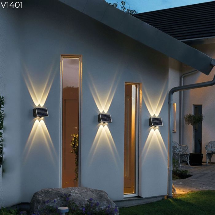 Đèn tường năng lượng mặt trời 4 tia V1401 Đèn tường năng lượng mặt trời 4 tia V1401