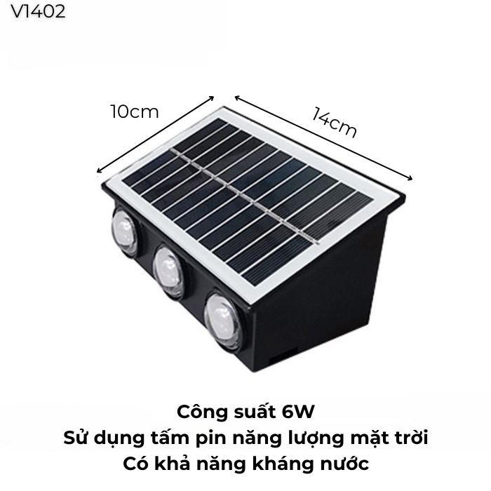 Đèn tường năng lượng mặt trời 6 tia V1402 Đèn tường năng lượng mặt trời 6 tia V1402