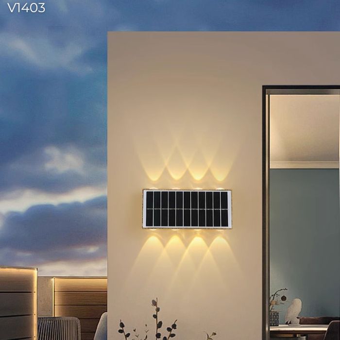 Đèn tường năng lượng mặt trời 8 tia V1403 Đèn tường năng lượng mặt trời 8 tia V1403