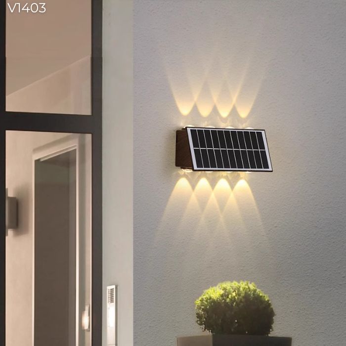 Đèn tường năng lượng mặt trời 8 tia V1403 Đèn tường năng lượng mặt trời 8 tia V1403