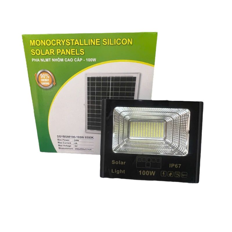 Đèn pha vuông nhôm DBS100W năng lượng mặt trời 100W